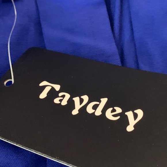 Taydey Women's Royal Blue A-Line Pleated Side Zip, Button Midi Skirt XL NWT - Picture 6 of 8